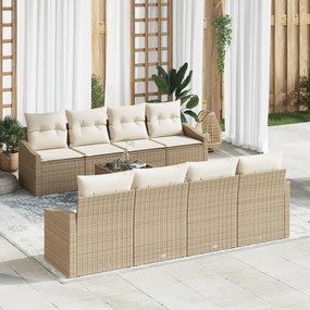 Conjunto de Sofá de Jardim com Almofadas Bege Rattan Sintético