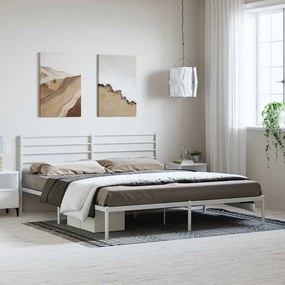 Estrutura de cama com cabeceira 193x203 cm metal branco