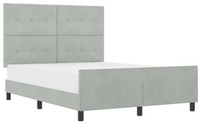 Cama vidaXL Cinza Claro 160x200 cm Veludo