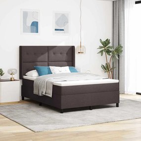 vidaXL Cama Box com Colchão Marrom Escuro 160x200 cm em Tecido
