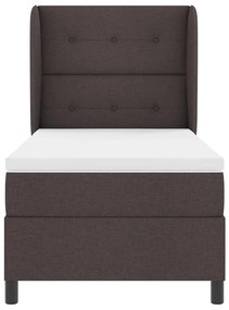 Cama com Estrado e Colchão Marrom Escuro 90x200 cm Tecido