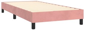 Cama box spring c/ colchão/LED 90x190 cm veludo rosa