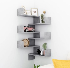 Estantes canto p/ parede 2pcs deriv. madeira cinza cimento