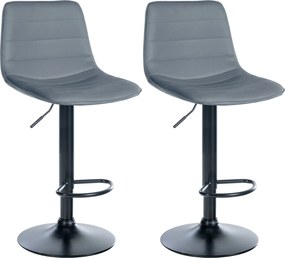 Conjunto de 2 bancos de bar Lex em couro sintético cinzento