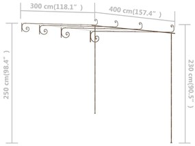 Pérgola de jardim 4x3x2,5 m ferro castanho antigo
