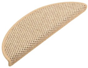 Tapetes escada adesivos aspeto sisal 15pcs 65x21x4cm bege-claro