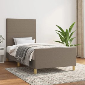 Estrutura cama cabeceira 90x190 cm tecido castanho-acinzentado