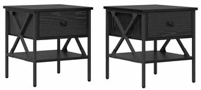 Mesas de cabeceira 2 pcs Carvalho Preto 40x42x45 cm Madeira engenheira