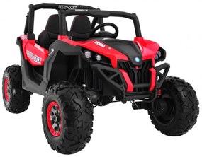 Buggy elétrico para Crianças 24V 4x4 2 Lugares SuperStar Rodas de EVA, Assento de couro Vermelho