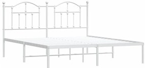 Estrutura de cama com cabeceira 160x200 cm metal branco
