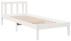 Cama extra longa sem colchão 90x210 cm pinho maciço branco