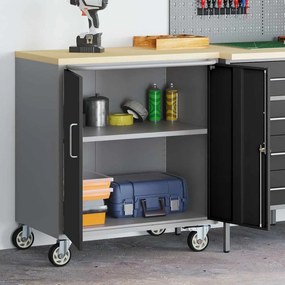 Gabinete de Ferramentas vidaXL com Rodas e Tranca Preto 75x45x85 cm Aço