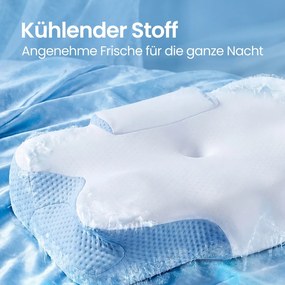 Almofada, almofada ergonómica, almofada refrescante para o pescoço, com altura ajustável branco e azul