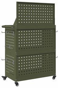Carro de Ferramentas Verde-oliva 65 x 35 x 111 cm Metal
