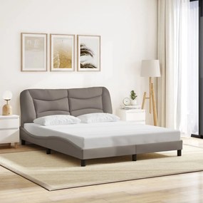 Cama sem colchão 160x200 cm tecido castanho-acinzentado