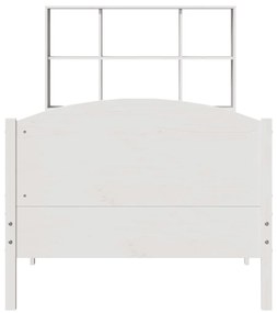 Cama com estante sem colchão 75x190 cm pinho maciço branco