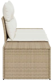 Sofá de Jardim com 2 Lugares e Armazenamento &amp; Almofadas Bege de Vime