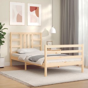 3193911 vidaXL Estrutura de cama com cabeceira 100x200 cm madeira maciça