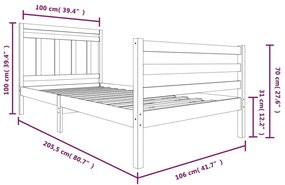 Estrutura de cama 100x200 cm madeira maciça branco