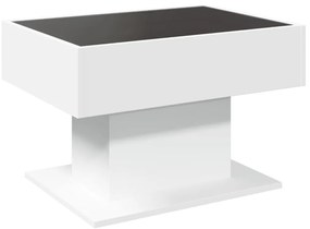 Mesa de centro c/ LEDs 70x50x45 cm derivados de madeira branco