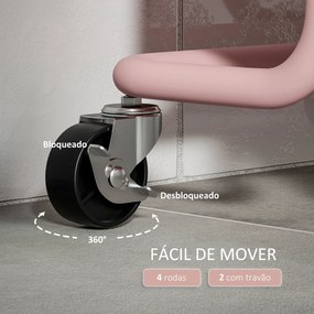 Carrinho de Cozinha Carrinho de Armazenamento com 4 Ganchos 3 Cestas Removíveis 3 Caixas Suspensas 42x38x86,5 cm Rosa