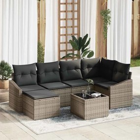vidaXL Conjunto de Jantar de Jardim com 6 Peças e Almofadas em Rattan Poliéster Preto