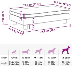 Cama para cães com extensão 100x50x30 cm couro artif. castanho