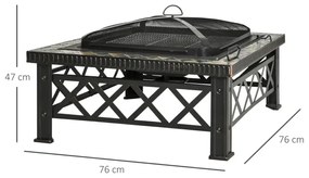 Braseira/Aquecedor de Exterior com Churrasqueira - Preto