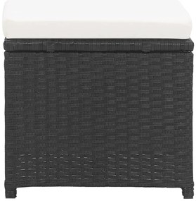 Bancos de jardim 2 pcs com almofadões em vime PE preto