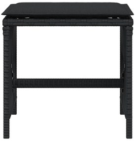 Bancos de jardim com almofadões 4 pcs 41x41x36 cm vime PE preto
