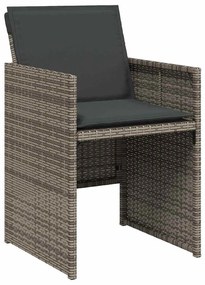 Conjunto de Jantar de Jardim de 5 Peças com Almofadas Cinza em Rattan