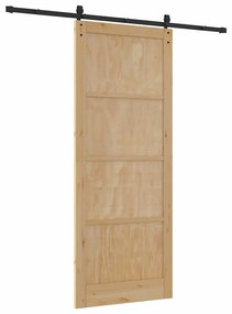 Porta Deslizante com Conjunto de Ferragens 93x232 cm Madeira Sólida de