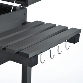 Churrasqueira Vegetal com Prateleiras de Rodas Grelha de barril Carrinho de piquenique para churrasco Camping Fumador Fumaça de Carbono 115x56x108cm