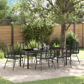 vidaXL Conjunto de Jantar de Jardim de 7 Peças Preto Vime PE