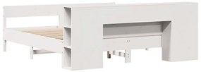 Cama com estante sem colchão 200x200 cm pinho maciço branco