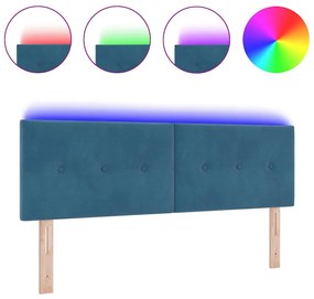 Cabeceira LED vidaXL Estofada com Botões Azul Escuro 80 cm Veludo