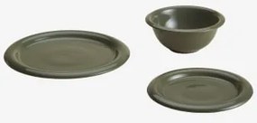 Conjunto De 12 Peças De Loiça Em New Bone China Rylvane Verde Azeitona Intenso - Sklum