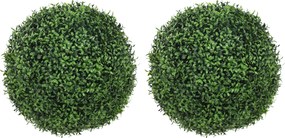 Conjunto de 2 bolas artificiais (VASOS NÃO INCLUIDOS), resistentes aos raios UV, 42 cm, para decoração interior/exterior verdes