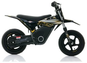 Mini moto elétrica para crianças Minicross electrica RFN Warrior SX-E250 Supermotard 250W 12/12" Até 25Km/hora cm limitador Preto/Dourado