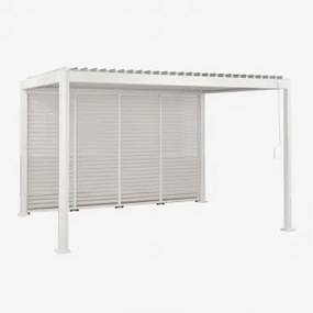 Pérgola Bioclimática De Alumínio Com Lâminas E Painel Lateral Druvia Gardénia Branco & Pérgula De 3x4 M Com 4 Painéis De 92,5 Cm - Sklum