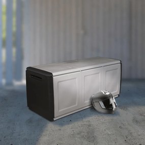 151818 vidaXL Caixa arrumação p/ jardim 138x53x57cm 330L cinza-escuro e preto