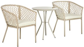 Conjunto 3 Peças de Jardim em Vime Conjunto com 2 Poltronas e 1 Mesa d