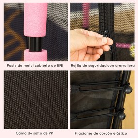 Trampolim para Crianças acima de 3 Anos Cama Elástica Infantil com Rede de Segurança e Estrutura de Aço para Interiores e Exteriores Carga 60kg Ø161x1