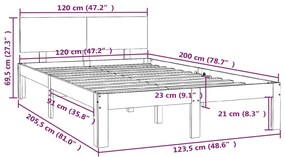 Estrutura de cama 120x200 cm pinho maciço branco