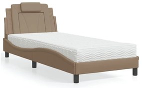 vidaXL Cama com colchão 80x200 cm couro artificial cappuccino