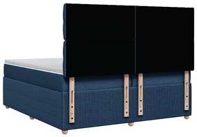 Cama com molas/colchão 200x200 cm tecido azul