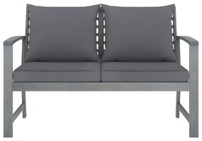 4 pcs conj. lounge jardim c/ almofadões madeira acácia maciça