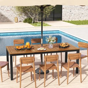 Mesa de jantar de Jardim para 8 pessoas de madeira de acácia 200 x 90 x 75 cm com furo para guarda-sol Pernas de metal Natural e preto
