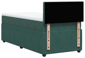 Cama com molas/colchão 90x190 cm veludo verde-escuro