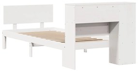 Cama com estante sem colchão 100x200 cm pinho maciço branco